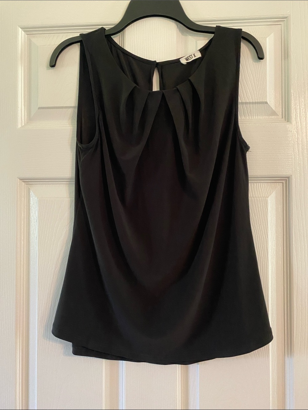 West X Black Pleated Neck Sleeveless Tank Top